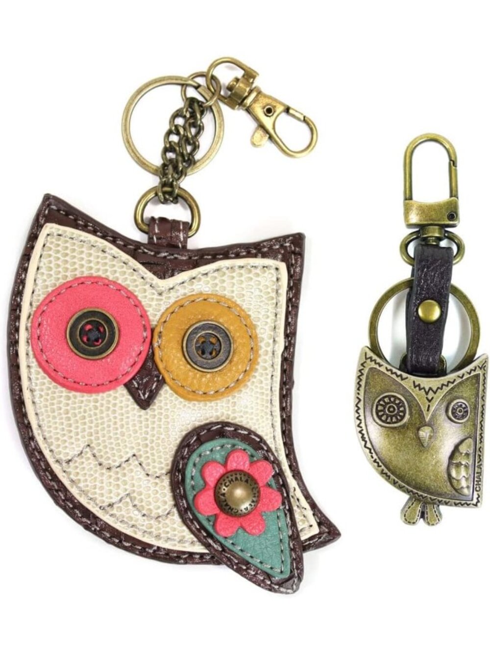 Chic Detachable Bronze Mini Metal Purse Charm with Owl Coin Purse Combo